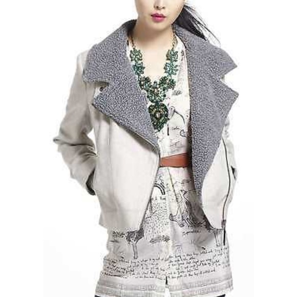 Anthropologie Jackets & Blazers - Anthro x Cartonnier Sherpa Moto Jacket Gray/Cream